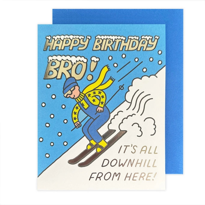 Birthday Bro Skiing Card