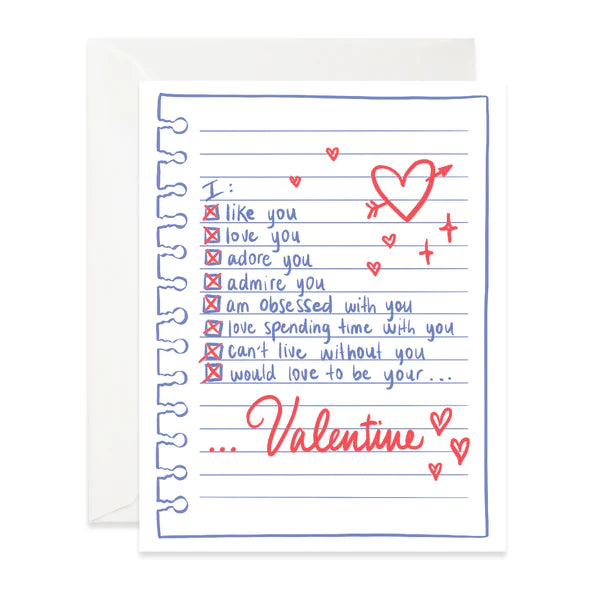 Checklist Valentine Card
