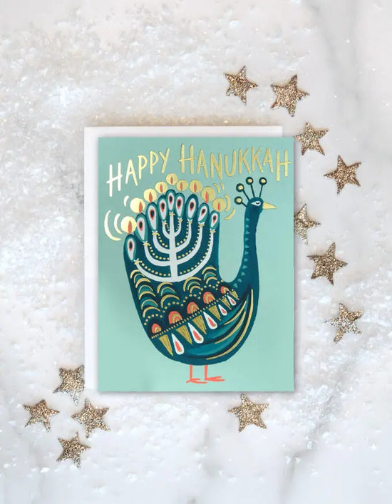 Hanukkah Peacock Card