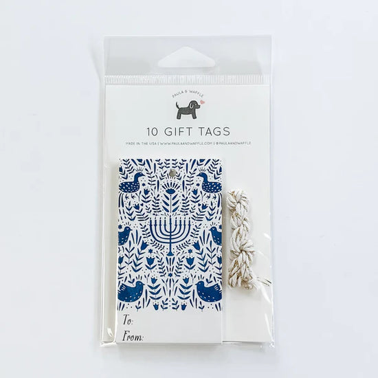 Blue Hanukkah Scene Gift Tag