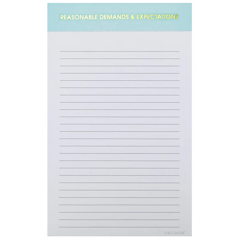 Reasonable Demands and Expectations Notepad