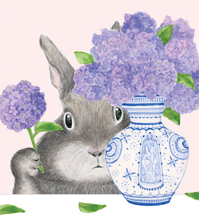 Bunny Arranging Lilacs Notecard Set
