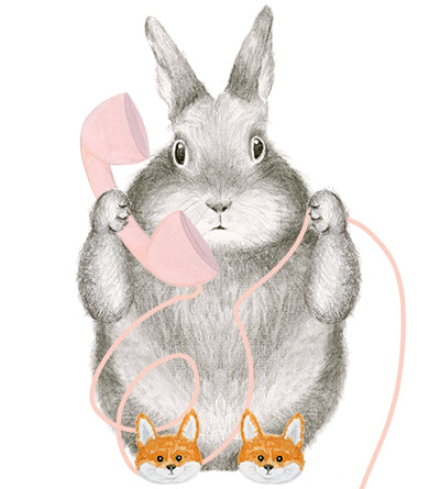 Bunny in Fox Slippers Card