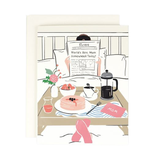 Mom Newspaper Breakfast In Bed Card